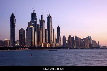 Skyline of Dubai Marina, Yacht Club, city neighborhood in the south of Dubai, United Arab Emirates, Middle East-stock-foto
