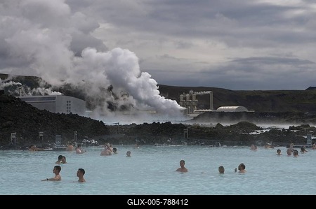 People bathing in hot spring, Blue Lagoon, Iceland, Europe-stock-foto