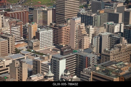 View from the Carlton Centre over the skyscrapers of downtown and the central business district of Johannesburg, Gauteng, South Africa-stock-foto