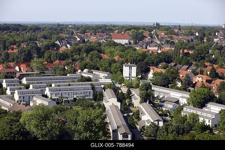 View of the Buer district, former mining town Schuengelberg, Gelsenkirchen, North Rhine-Westphalia, Germany, Europe-stock-foto