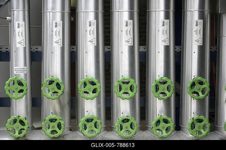 DEU Germany : Gas power station detail. Handwheels for air control. |-stock-foto