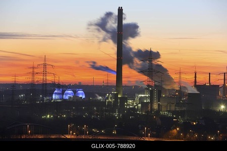 Industrial community, coking plant Prosper, Bottrop, Waste-to-energy-plant Essen-Karnap, RWE Power AG, Essen, Emscher sewage works Bottrop, Ruhr Area, North Rhine-Westphalia, Germany, Europe-stock-foto