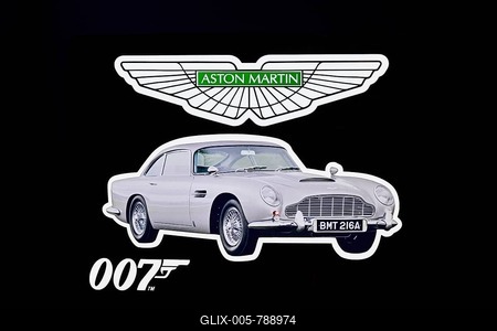 Illuminated advertising Aston Martin James Bond 007-stock-foto