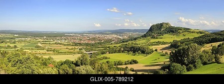 View of the Hegau region and the city Singen, County of Constance, Baden-Wuerttemberg, Germany, Europe-stock-foto
