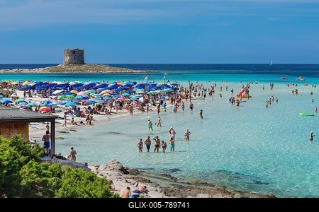 Beach la Pelosa, Gulf of Asinara, Stintino, Province of Sassari, Sardinia, Italy, Stintino, Sardinia, Italy-stock-foto