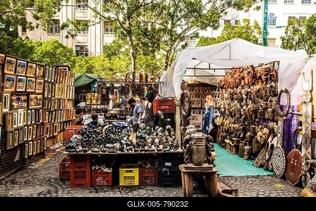 Greenmarket Square, probably the most famous flea market in Cape Town, Cape Town, Western Cape, South Africa-stock-foto