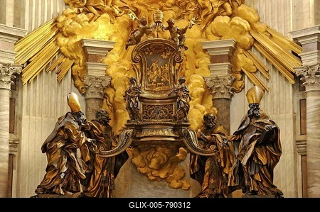 Cathedra Petri, Chair of Saint Peter by Bernini in the apse of St. Peter's Basilica, Vatican City, Rome, Lazio region, Italy, Europe-stock-foto