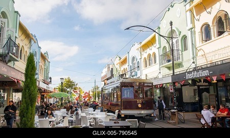 Historic centre with Tram, Cable Car Christchurch, Canterbury, South Island, New Zealand, Oceania-stock-foto