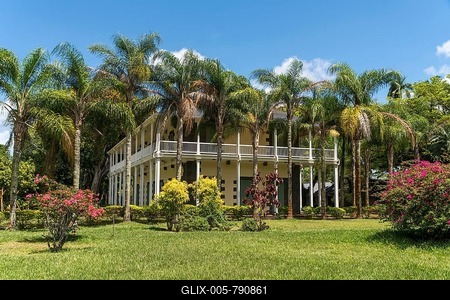Colonial Villa Mon Plaisir, Pamplemousses Botanical Garden, Mauritius-stock-foto