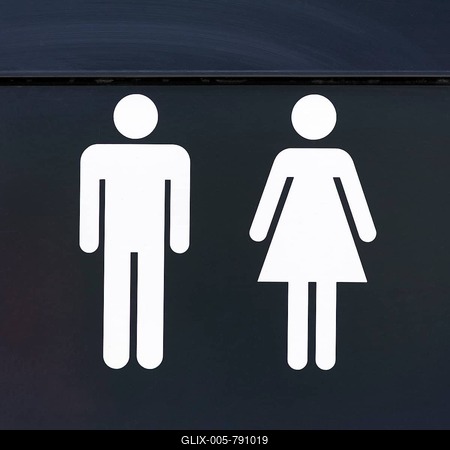 WC sign, pictogram man, woman, unisex, Norway-stock-foto