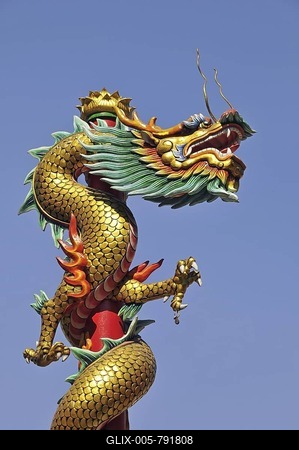 Chinese dragon sculpture at a Chinese temple, Bangkok, Thailand, Southeast Asia, Asia-stock-foto