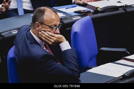 Friedrich Merz, CDU party leader, recorded during the debate in the German Bundestag on skilled labour immigration. Berlin, 23.06.2023., Berlin, Germany-stock-foto