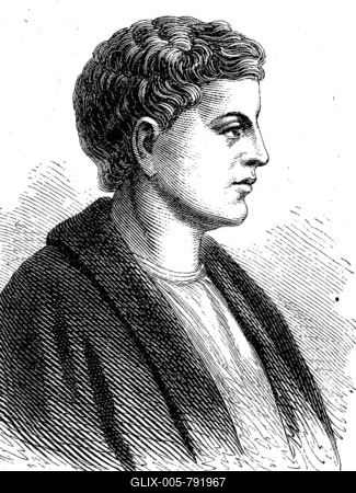 Quintus Horatius Flaccus, 65 B. C. 8 B. known as Horace, was the leading Roman lyric poet in the time of Augustus, History of Ancient Rome, Roman Empire, Italy, digitally restored reproduction from a 19th century original-stock-foto