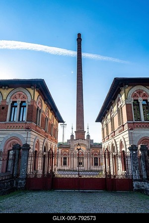 Old cotton mill. Unesco world heritage site "company town". Crespi d´Adda, Italy-stock-foto
