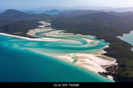Whitehaven Beach and Hill Inlet river meanders, Whitsunday Islands, Queensland, Australia-stock-foto