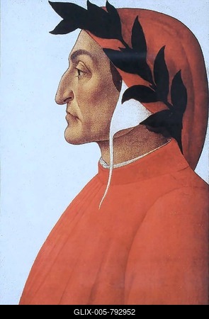 Dante Alighieri, May or June 1265, 14 September 1321, an Italian poet and philosopher, depiction by Sandro Botticelli, c. 1495, Historical, digitally restored reproduction of a 19th century original, exact date unknown-stock-foto
