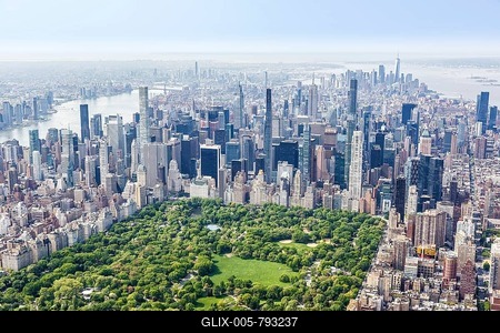 New York City skyline real estate Manhattan skyscrapers with Central Park aerial view in New York, USA-stock-foto