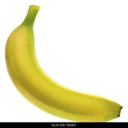 Banana in front of a white backdrop-stock-foto