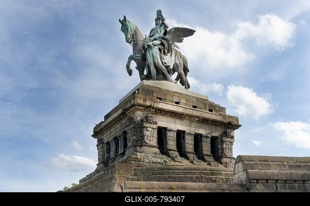 William I Equestrian statue, first German emperor at the German corner, Coblenz, Rhineland Palatinate, Germany-stock-foto