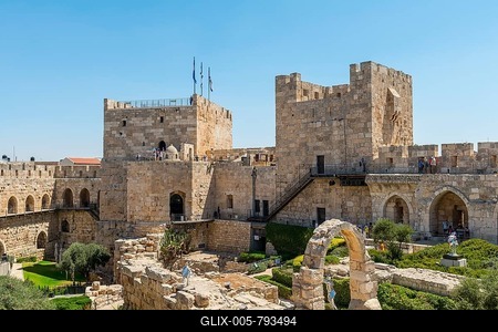 Ruins of a Citadel, David's Citadel, Tower of David, Old City Wall, Jerusalem, Israel-stock-foto