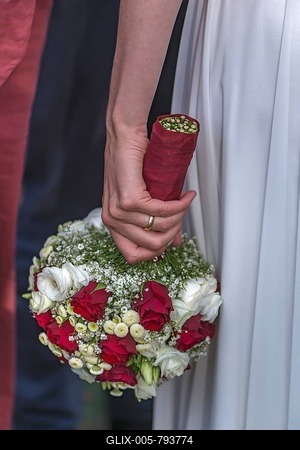 Bride holding her bouquet, Lower Saxony, Germany-stock-foto