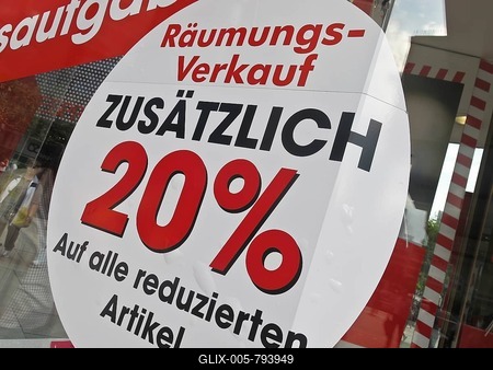 Sign on a shop window for a liquidation sale, closing-down sale at a shoe shop, Germany, Europe-stock-foto