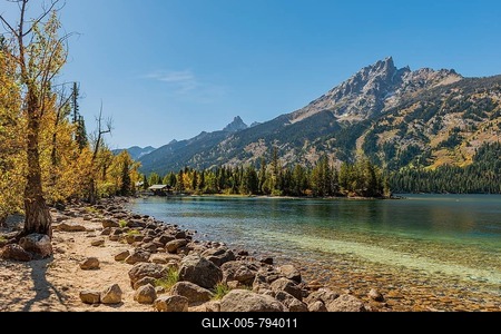 Lake, Jenny Lake, Grand Teton Mountain, Teton Range Mountain Range, Grand Teton National Park, Wyoming, USA-stock-foto