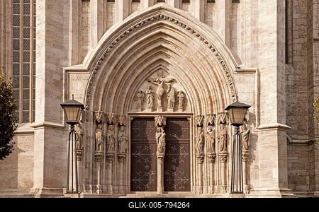 Portal of Marienkirche church in Mühlhausen, Unstrut Hainich district, Thuringia, Germany-stock-foto