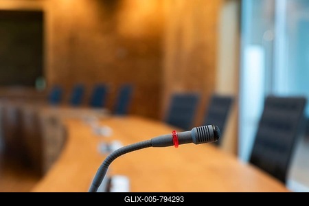 Close-up of a microphone in a meeting room-stock-foto