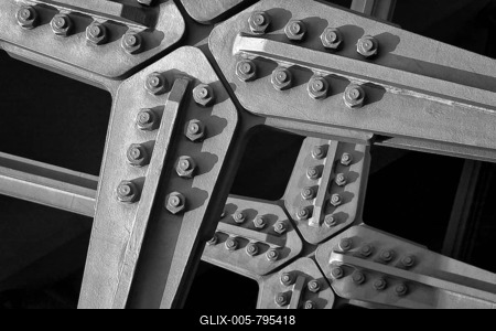 Steel beams screwed on a bridge construction-stock-foto