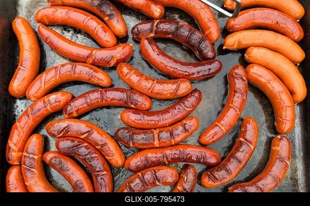 Grilled sausages on the grill, Bavaria, Germany-stock-foto