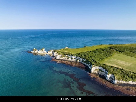 Aerial view of the chalk coast Old Harry Rocks, Jurassic Coast, Isle of Purbeck, Dorset, England, United Kingdom-stock-foto
