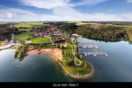 Aerial view, lido Enderndorf, Großer Brombachsee, Enderndorf am See, district of the town Spalt, Franconian Lake District, Middle Franconia, Franconia, Bavaria, Germany-stock-foto