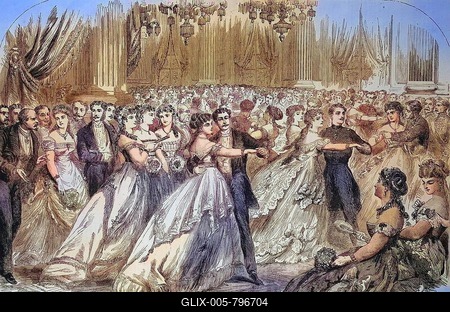 The First Ball at the Town Hall on 16 January 1869, New Year's Reception, Paris, France, Historic, digitally restored reproduction of a 19th century original, exact original date unknown-stock-foto