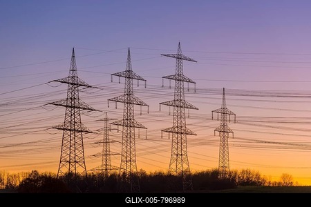 High-voltage pylons, electricity pylons in front of water vapour cloud from Neckarwestheim nuclear power plant, Baden-Württemberg, Germany-stock-foto
