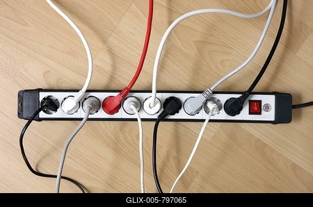 Multiple outlet strip, for connection of multiple electrical devices-stock-foto