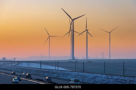 Wind turbine at motorway A8, Baden-Württemberg, Germany-stock-foto