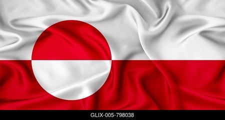 Close up of flag of Greenland with cloth texture. Realistic Greenland flag waving-stock-foto