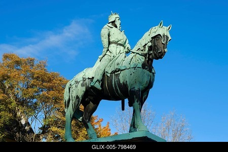 Equestrian statue of Frederick I Barbarossa, Imperial Palace, Goslar, UNESCO World Heritage Site, Harz Mountains, Lower Saxony, Germany-stock-foto