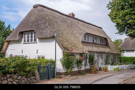 Thatched Frisian house, Föhr, North Frisian Island, North Frisia, Schleswig-Holstein, Germany-stock-foto