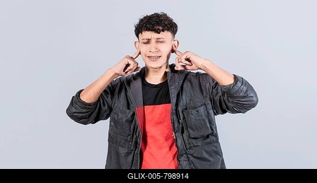 Man covering his ears isolated, guy covering his ears on isolated background, people with hands on his ears isolated, man ignoring problems covering his ears-stock-foto