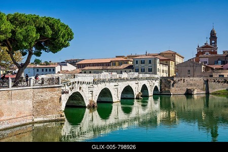 Ponte d'Augusto, Rimini, Emilia-Romagna, Italy-stock-foto