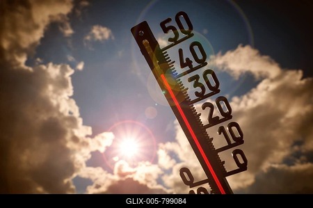 Symbolic image heat wave, thermometer in the sun, over 40 degrees Celsius, Baden-Württemberg, Germany-stock-foto