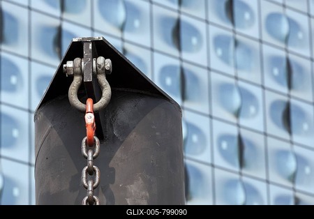 Carabiner with a steel chain-stock-foto