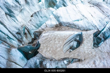 Glacier ice with crevasses, glacier tongue, detail, Glacier des Bossons, La Jonction, Chamonix, Haute-Savoie, France-stock-foto