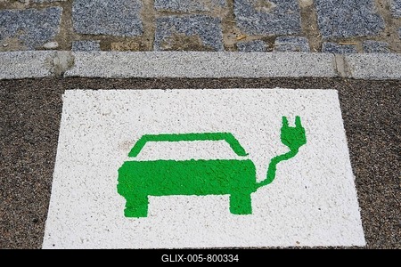 Road marking for e-charging station. Electric filling station, e-charging station, Austria-stock-foto