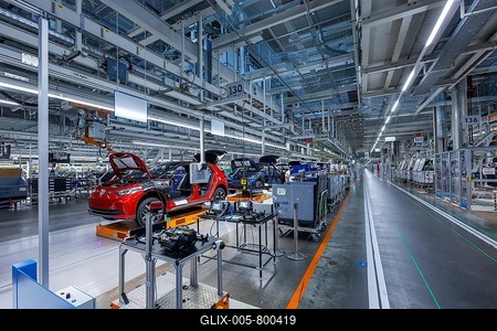 Electric car production in the assembly halls of VW in Zwickau, Zwickau, Saxony, Germany-stock-foto