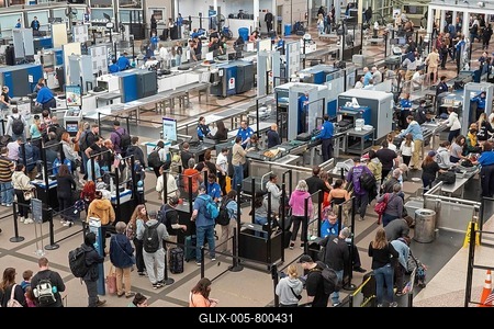 Denver, Colorado - TSA security screening at Denver International Airport-stock-foto