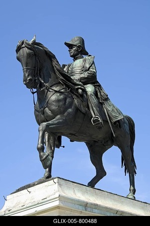 Equestrian statue of Guillaume-Henri Dufour, Geneva, Switzerland, Europe-stock-foto