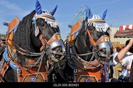 Horse-drawn brewery carriage, beer carriage, cold-blood horses, Oktoberfest festival, Munich, Upper Bavaria, Bavaria, Germany, Europe-stock-foto
